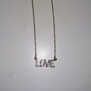 Gold LOVE necklace w/ diamonds